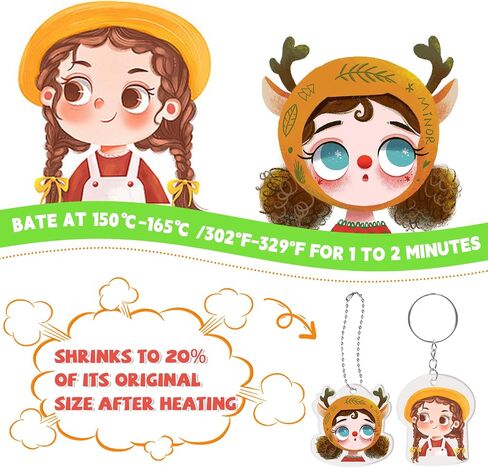 OFNMY Printable Shrinky Dink Sheets,225PCS Shrinky Dink Keychain Kit with 25 Printable Shrink Plastic Sheets 100PCS Keychains and Open Iron Ring for Inkjet Printer Kids DIY Crafts Mothers Day Gifts in Kuwait