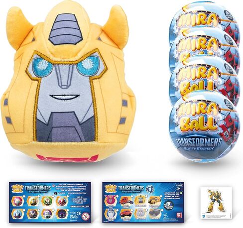 Transformers MiraBall Mystery Expandable MAXI Plush to Unbox, Collectible Squishy and Soft Plush with 4 Surprise, Limited Edition, Great Toy Gift for Kids Aged 3+ (4-Pack) in Saudi Arabia