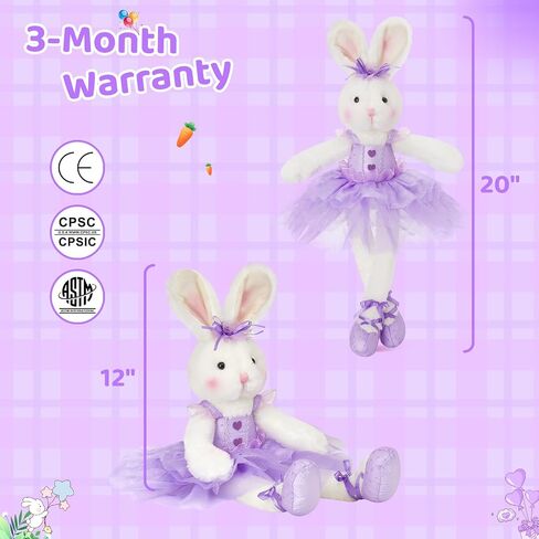 WEWILL 20'' Ballerina Bunny Stuffed Animal Rabbit Doll Adorable Soft Long Legs Plush Toys Girls Gift on Easter Birthday Spring Festivals in Saudi Arabia