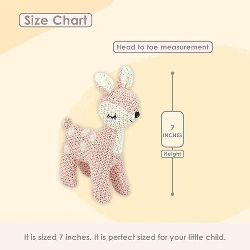 MON AMI Freja The Deer Knitted Plush Toy – 6", Plush Fawn Crochet Stuffed Animal, Newborn Gifts, Great Gift for Baby Shower in Saudi Arabia