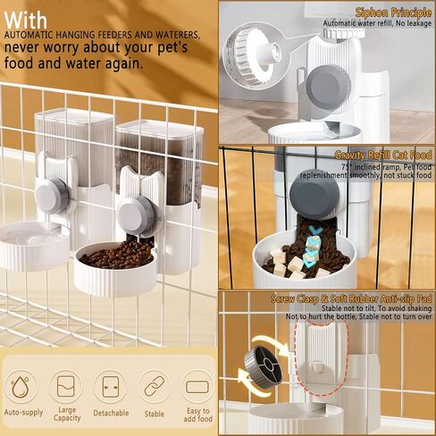 kathson 2PCS Hanging Automatic Cat Feeder Gravity Rabbit Food Dispenser for Cage Dog Food Bowl Pet Dry Food Self Feeding for Rabbit Puppy Kitten Hamster Chinchilla Guinea Pig in Saudi Arabia