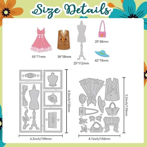 Clothing Display Die Cuts, Carbon Steel Window Die Cuts Cutting Dies Novelty Stencils Scrapbooking Embossing Frame Template Dies for Gift Party Greeting Photo Album Paper Craft Decor in Saudi Arabia