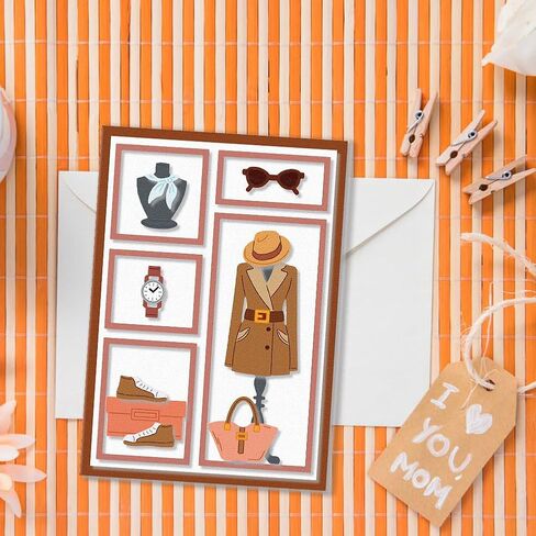 Clothing Display Die Cuts, Carbon Steel Window Die Cuts Cutting Dies Novelty Stencils Scrapbooking Embossing Frame Template Dies for Gift Party Greeting Photo Album Paper Craft Decor in Saudi Arabia