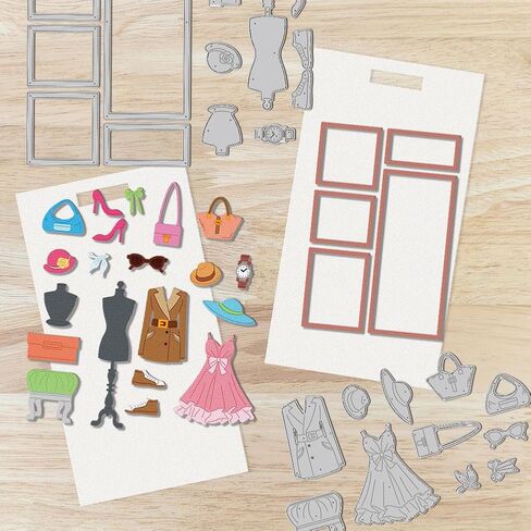Clothing Display Die Cuts, Carbon Steel Window Die Cuts Cutting Dies Novelty Stencils Scrapbooking Embossing Frame Template Dies for Gift Party Greeting Photo Album Paper Craft Decor in Saudi Arabia