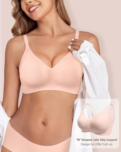Wireless Bra Seamless Lace Jacquard No Underwire Bras for Women Full Coverage V Neck Comfortable Bralette in Saudi Arabia
