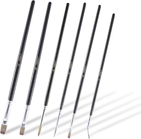 OOKU Acrylic Paint Brush Set Rocks for Painting Kits Oil Paint Set for Both Adults and Children 6pcs Nylon Hair Black Brush Handle in Saudi Arabia