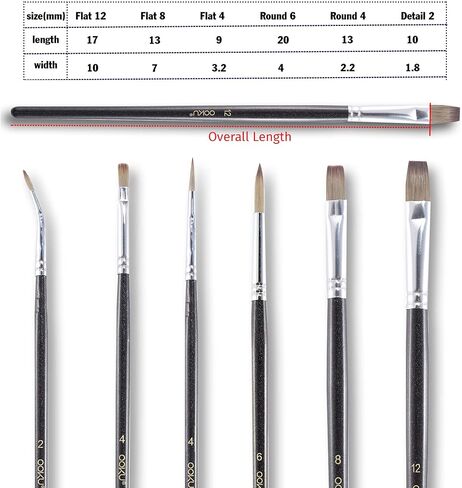 OOKU Acrylic Paint Brush Set Rocks for Painting Kits Oil Paint Set for Both Adults and Children 6pcs Nylon Hair Black Brush Handle in Saudi Arabia