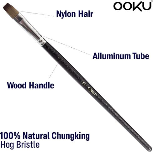 OOKU Acrylic Paint Brush Set Rocks for Painting Kits Oil Paint Set for Both Adults and Children 6pcs Nylon Hair Black Brush Handle in Saudi Arabia