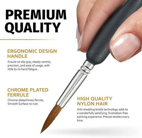 OOKU Acrylic Paint Brush Set Rocks for Painting Kits Oil Paint Set for Both Adults and Children 6pcs Nylon Hair Black Brush Handle in Kuwait