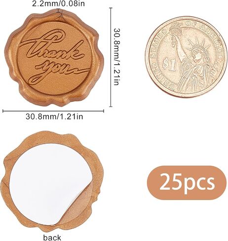 CRASPIRE Adhesive Wax Seal Stickers 25PCS Thank You Self- Adhesive Wax Seals Decorative Stamp Stickers Envelope Stickers Silver for Decor Wedding Invitation Envelopes Craft Scrapbook Party Gift in Saudi Arabia