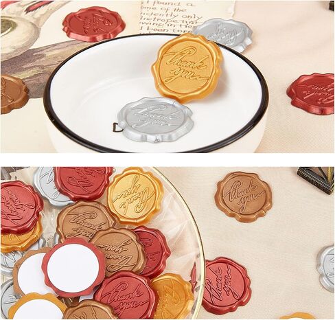CRASPIRE Adhesive Wax Seal Stickers 25PCS Thank You Self- Adhesive Wax Seals Decorative Stamp Stickers Envelope Stickers Silver for Decor Wedding Invitation Envelopes Craft Scrapbook Party Gift in Saudi Arabia