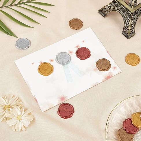 CRASPIRE Adhesive Wax Seal Stickers 25PCS Thank You Self- Adhesive Wax Seals Decorative Stamp Stickers Envelope Stickers Silver for Decor Wedding Invitation Envelopes Craft Scrapbook Party Gift in Saudi Arabia