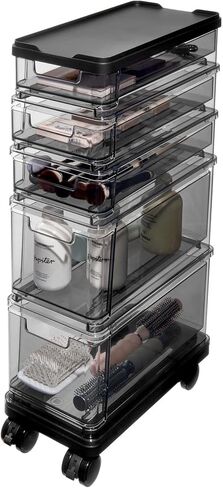Idesign The Sarah Tanno Collection 5-Drawer Conting Commetic Organizer Cart ، Clear in Kuwait