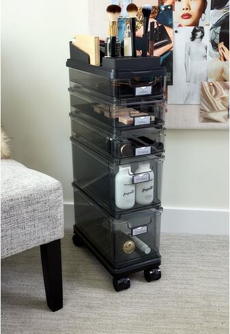 Idesign The Sarah Tanno Collection 5-Drawer Conting Commetic Organizer Cart ، Clear in Kuwait