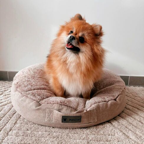 Medium Round Grey Memory Foam Dog Cushion - Relieves and Preserves Joints - Relaxing and Reversible Summer/Winter - Easy to Carry - Does Not Deform and Machine Washable in Saudi Arabia