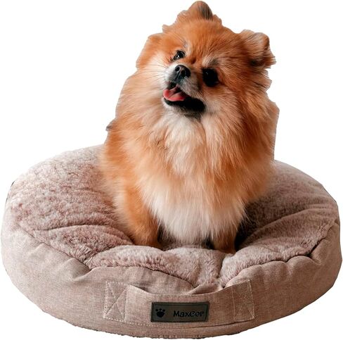 Medium Round Grey Memory Foam Dog Cushion - Relieves and Preserves Joints - Relaxing and Reversible Summer/Winter - Easy to Carry - Does Not Deform and Machine Washable in Saudi Arabia