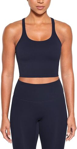 Ukaste Women's Studio Essential Racerback Sports Bra - Longline Padded Yoga Crop Tops with Built in Bra in Kuwait