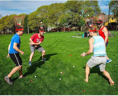 2 Pack Head Hoop Basketball Party Game for Kids and Adults, Adjustable Basket Net Headband with 20 Balls for Carnival Party Birthday Party Family Indoor Outdoor Game in Kuwait
