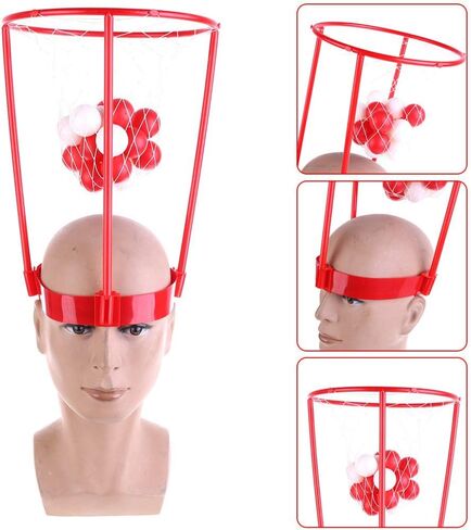 2 Pack Head Hoop Basketball Party Game for Kids and Adults, Adjustable Basket Net Headband with 20 Balls for Carnival Party Birthday Party Family Indoor Outdoor Game in Kuwait