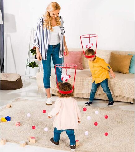 2 Pack Head Hoop Basketball Party Game for Kids and Adults, Adjustable Basket Net Headband with 20 Balls for Carnival Party Birthday Party Family Indoor Outdoor Game in Kuwait