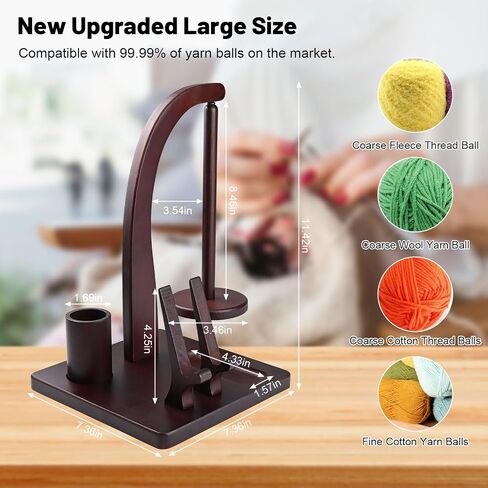 Magnetic Yarn Holder for Knitting and Crocheting, Wooden Yarn Spool Rack with Phone Stand and Crochet Accessories Storage, Anti-Slip Pads, Yarn Ball Holder Spinner for Crocheters Knitting Lovers in Kuwait