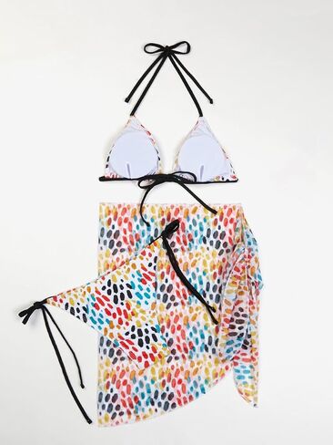 Women 3 Piece Bikini Sets with Skirt Halter Bikini Top Sexy Triangle Bikini Bottoms Beach Swimsuit Swimwear in Saudi Arabia