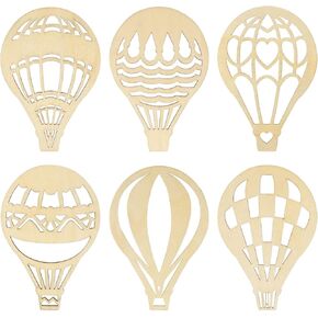 COHEALI Wood Ornament Blanks Wood Chip 30Pcs Hot Air Balloon Shaped Wood Cutouts Unfinished Wooden Slices Blank Paintable Graffiti Wood Ornaments DIY Painting Wooden Carving Crafts Home Decoration