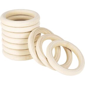 100PCS 2 inch Unfinished Wooden Rings for Craft, 50mm Diameter Nature Solid Wood Rings for DIY Crafts Without Paint, Macrame Wooden Rings for Ring Pendant and Connectors Jewelry Making