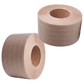 2 Pack Water Activated Tape Length 300 feet x Width 2.4" Reinforced Gummed Kraft Paper Tape Packing Sealing Fiberglass Recyclable Tape White