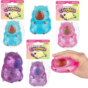 ORB Curiosities Sparklee Capybara Mega 3 Pack - Stretch, Squish, and Even Squeeze These Cute and Sparkly Capybaras for Stress Relief - Original Sensory / Fidget Collectible Toys for Kids and Adults