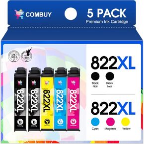 822XL (5 Pack) استبدال إعادة تصنيع لخراطيش حبر Epson 822XL 822 XL 822 حبر EPSON FOR WORKERCE PRO WF-3820 WF-3823 WF-4820 WF-4830 WF-4833 WF-4834 PRINTER (2 أسود ماجنتا الأصفر)