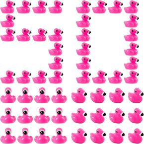 50pcs Mini Flamingo Ducks, Cute Mini Resin Animals Flamingo Party Decorations Tiny Flamingo Figurines for Craft Dollhouse Party Favors Home Garden (Rose Red)