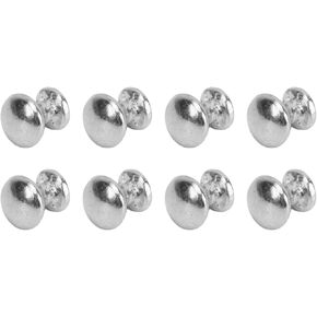 Bizzico 8Pcs 1:12 Scale Modern Miniature Metal & Wood Round Head Knobs, Dollhouse Furniture Accessories (Silver)