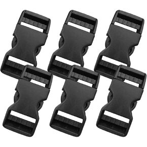Lxnoap Quick Side Release Buckles 1" Wide Dual Adjustable No Sewing Clips Snaps Heavy Duty Plastic Replacement for Nylon Strap Backpack Fanny Pack Webbing Belt (6 Pack)