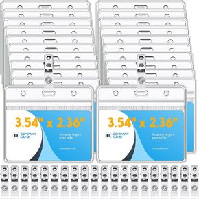 Zonon 150 Sets Name Badge Holders with Clip Clear on Name Tag Waterproof PVC ID Transparent Badge Holder with Resealable Zipper Seal Metal for Teacher Student Worker(Classic Clip) in Kuwait