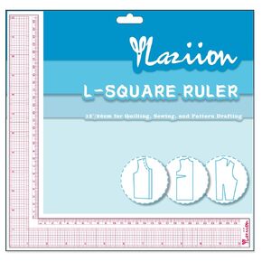 12inch Professional L-Square Sewing Ruler - 2mm Thick Acrylic Right Angle Tool for Pattern Making, Fashion Design & Quilting | Non-Yellowing, Enlarged Scale & Anti-Slip Grip