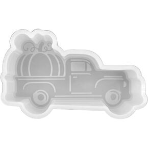 Fall Truck Pumpkin Freshie Mold for Scented Cured Aroma Beads 2.2x3.9x0.8"D Southern Leopard Country Resin, Car Candle, Soap, Freshie Oven Safe Silicone Heat Resistant
