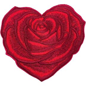 4.5'' Valentines Day Pajamas Women DIY Patch, Large Valentines Day Rose Heart Embroidered Iron On Patch