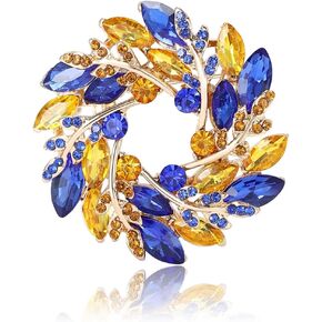Wheat Brooch Pin Blue Yellow Rhinestones Plant and Flower Suit Lapel Pins for Women Men Jewelry Gift