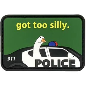 Got Too Silly #1 - Silly Goose Patch, Meme Funny Novelty Cute Morale Tactical Patches 2x3 PVC Rubber Patch by Lumola Studio