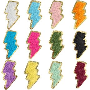 12 PCS Edege Edge Patches Lightning Lightning Bolt Iron on Patches Patches Patcher for Hats Juplespacks Socks Socks Socks