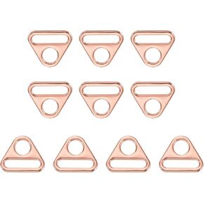 uxcell 10Pcs 0.98" Triangle Buckle Adjuster, Triangle D Ring Adjuster Connector Swivel Clip for Strap Purse Backpack Bag Accessories, Rose Gold