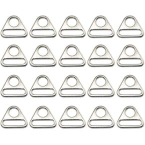 Teensery 20 Pcs Metal Triangle Buckles Adjuster Triangle Ring Strap Buckles for Bag, Backpack, Purse, Belt, Leather Craft (25MM)