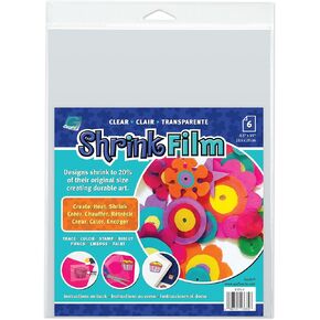 Grafix Shrink Film - Clear Transparent 8.5"x11" Sheets, Design Your Art and Shrink It to Create Jewelry, Embellishments, Paper Crafts, Gift Tags, Ornaments and More, Pack of 6