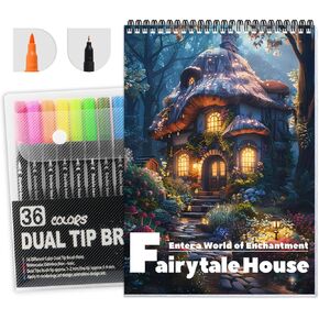 Adult Coloring Book for Women Relaxation, Adult Coloring Book Spiral Bound with 36 Colors Markers, Adult Coloring Book Markers, Mindfulness Coloring Book for Women with Markers in a Case
