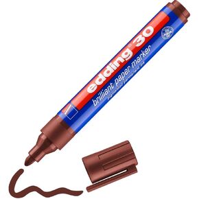 edding 30 brilliant paper marker - brown - 1 waterproof permanent marker - round nib 1.5-3 mm - vibrant colours - lightfast marking on paper, card, cardboard, plastic, metal and glass