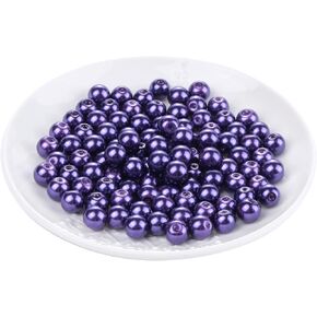200Pcs Glass Pearl Beads Assorted Colors Loose Spacer Round Czech Tiny Satin Luster Handcrafted Beading Assortments for DIY Craft Necklaces Bracelets Beads for Jewelry Making (White, 8mm)