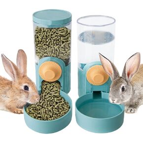 kathson 35oz Hanging Automatic Food Water Dispenser Gravity Pet Auto Feeder Waterer Set for Rabbit Cat Dog Chinchilla Ferret (Food and Water Dispenser) in Kuwait