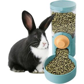kathson 35oz Hanging Automatic Food Water Dispenser Gravity Pet Auto Feeder Waterer Set for Rabbit Cat Dog Chinchilla Ferret (Food and Water Dispenser)