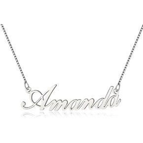 925 Sterling Sliver Custom Name Necklace Personalized Initial Necklaces Pendant Jewelry Gift for Her (Anna)